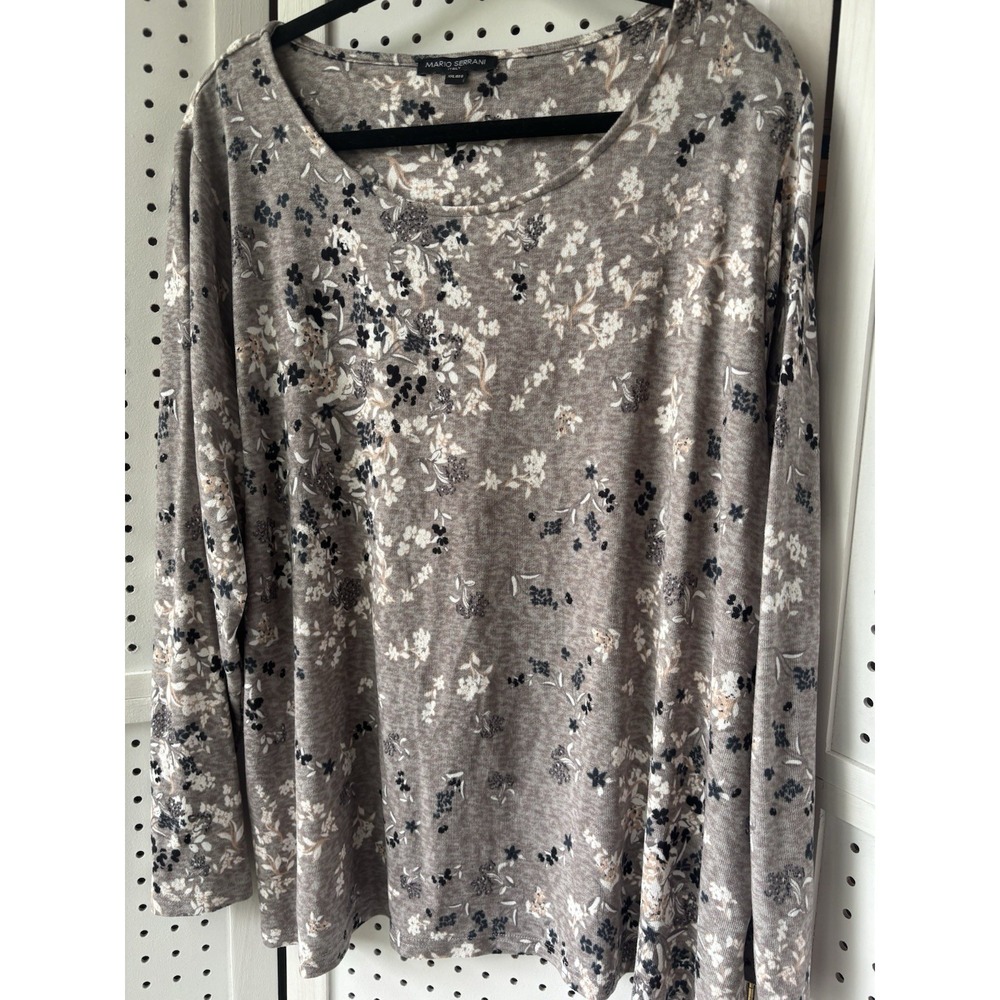 Mario Serrani Long SLV Pullover‎ Lightweight Floral Sweater Blouse Womens XXL - Picture 2 of 6